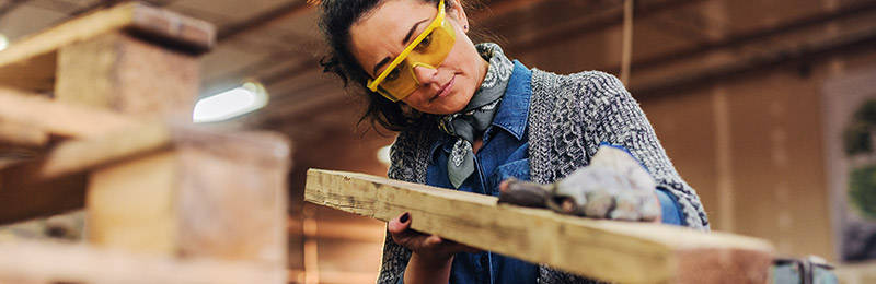 Woman carpenter working