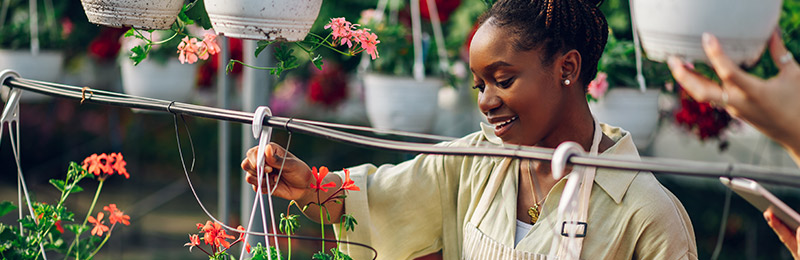 Woman in gardening center