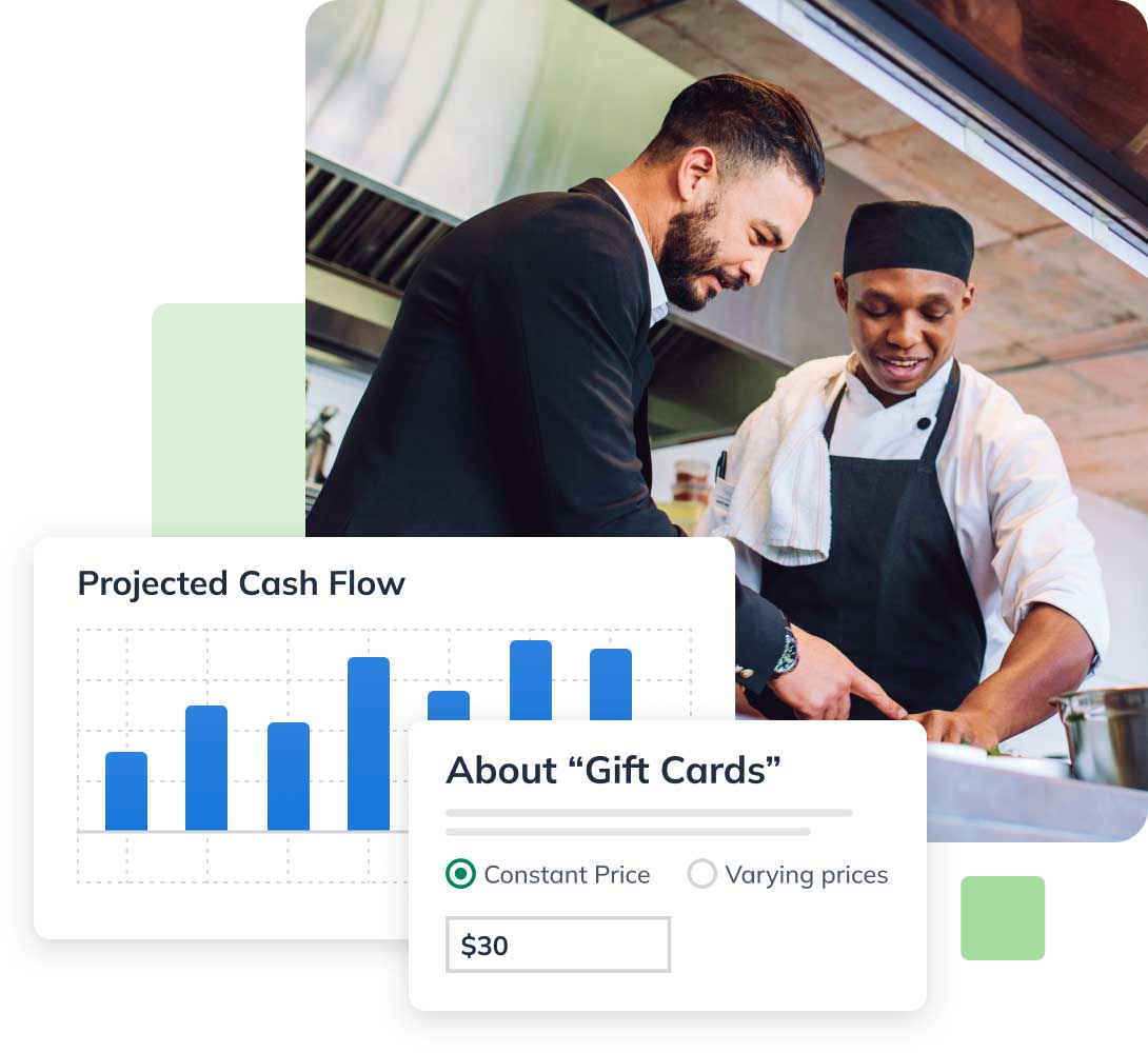 Man with employee with LivePlan graphics