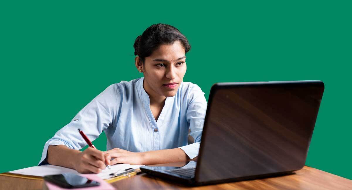 woman working on laptop