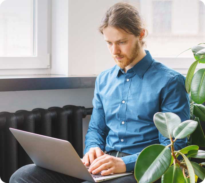 Man working on laptop