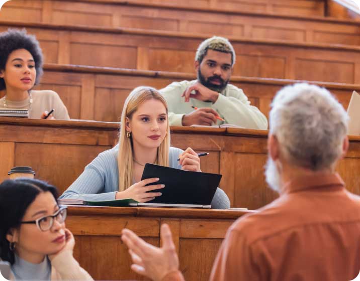 Man teaching students