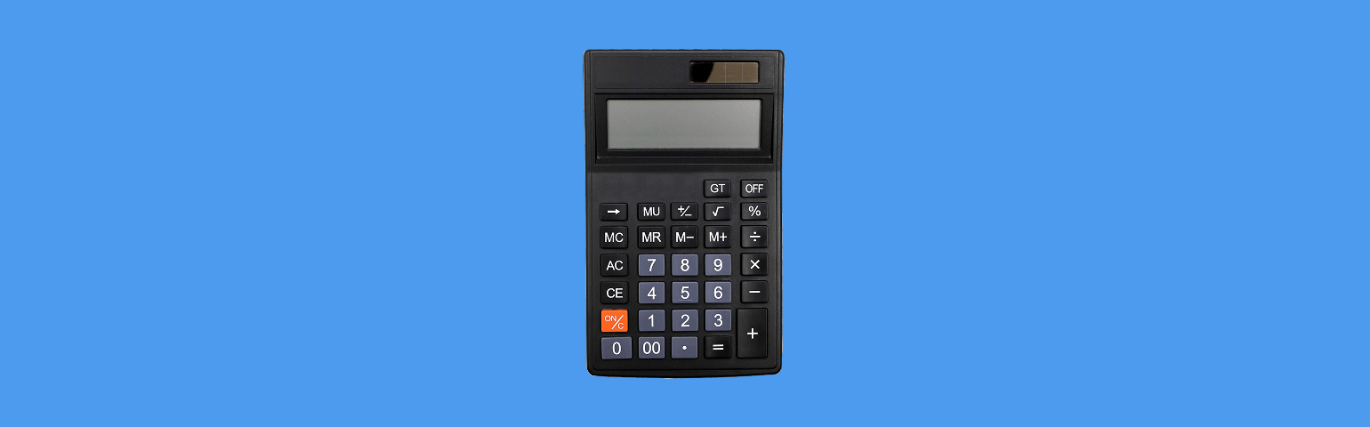 Calculator on blue background