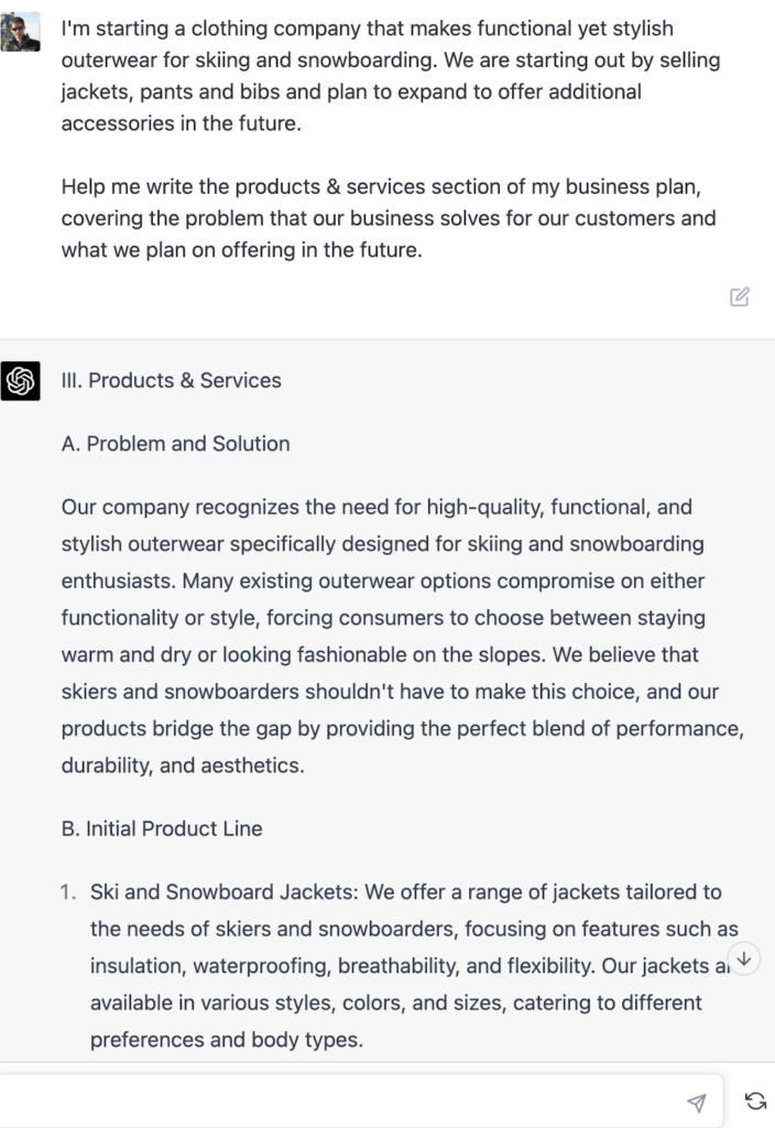 Business plan chat gpt products and services 704x1024