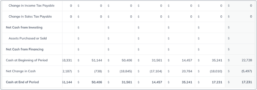 Cash flow projections