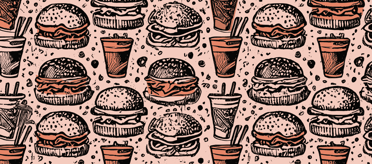 graphic of hamburgers and drinks