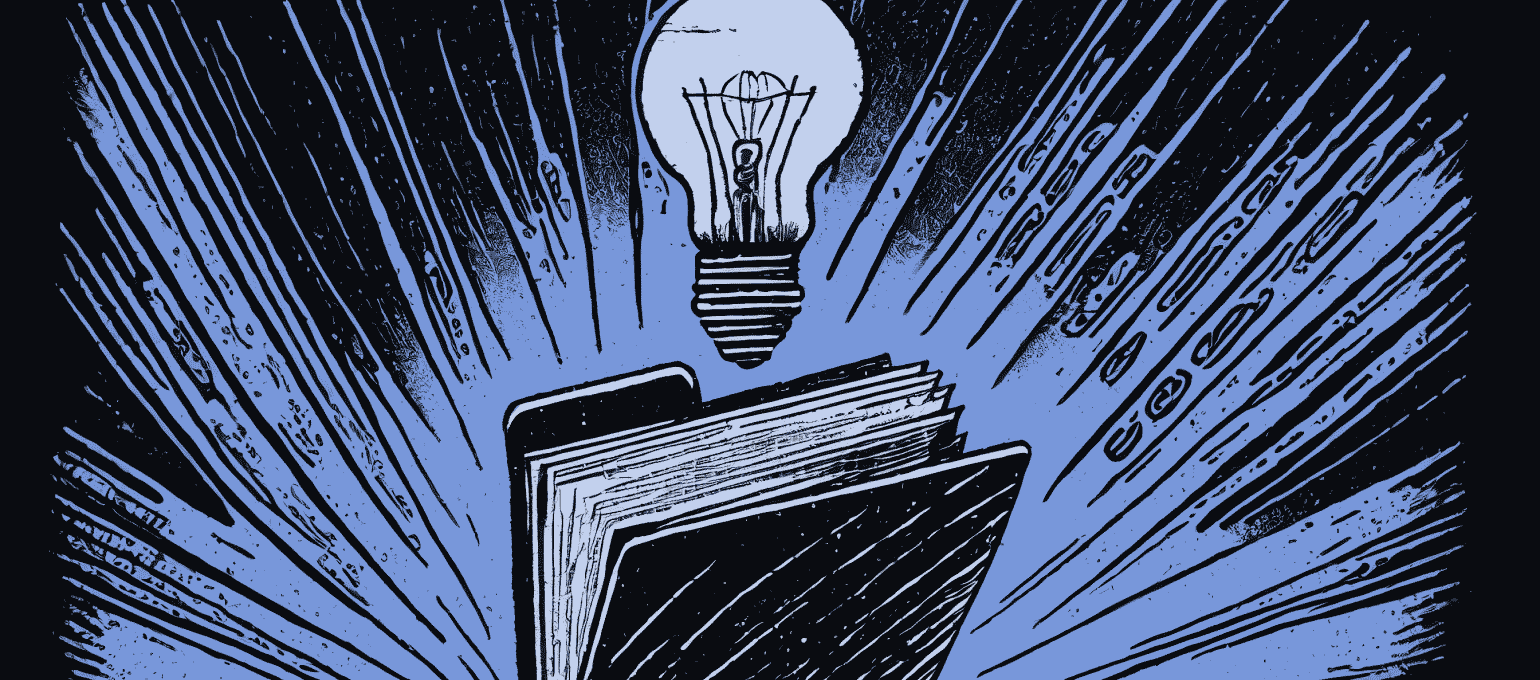 Graphic of lightbulb above folder