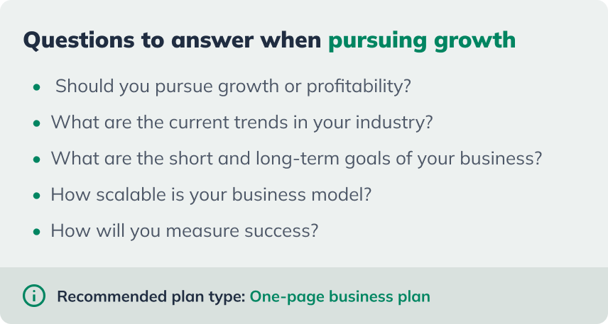 Questions your business plan answers for growth