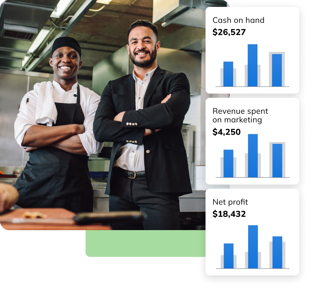 Two Men smiling with LivePlan graphics