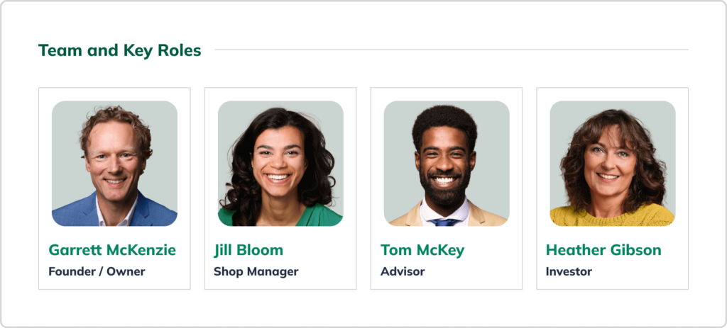 Team one page business plan 1024x463