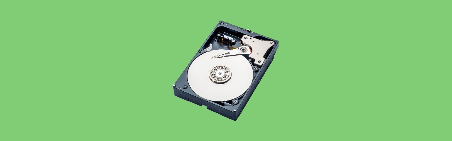 Hard Drive on lime green background