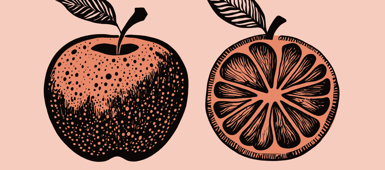 Image of apple and half of apple